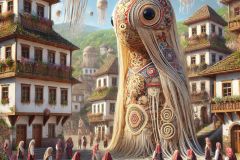 DALL·E-2025-06-30-20.28.48-Photorealistic-surreal-scene-inspired-by-Milic-of-Macva.-In-the-central-square-of-a-fantastical-Balkan-village-filled-with-embroidered-rooftops-wove