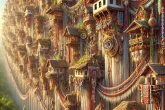 DALL·E-2025-06-30-20.28.57-Extreme-close-up-photorealistic-surreal-scene-inspired-by-Milic-of-Macva.-A-richly-detailed-view-of-a-fantastical-Balkan-village-suspended-from-a-gia