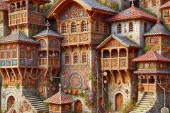 DALL·E-2025-06-30-20.29.02-Extreme-close-up-photorealistic-surreal-interpretation-of-Hilandar-Monastery-in-the-style-of-Milic-of-Macva.-The-buildings-are-richly-detailed-with-c