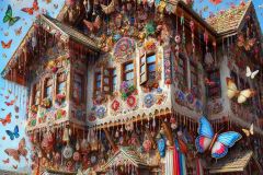 DALL·E-2025-06-30-20.29.14-Extreme-close-up-photorealistic-surreal-image-inspired-by-Milic-of-Macva.-A-fantastical-Balkan-folk-style-house-is-shown-very-close-up-in-bright-summ