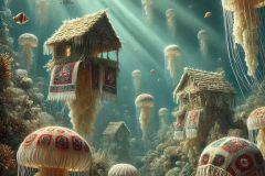 DALL·E-2025-06-30-20.29.53-Photorealistic-surreal-underwater-scene-inspired-by-Milic-of-Macva.-Deep-beneath-the-surface-a-fantastical-underwater-village-floats-gently.-The-stru