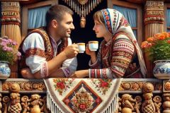 DALL·E-2025-06-30-20.30.11-Extreme-close-up-photorealistic-surreal-image-inspired-by-Milic-of-Macva.-Two-people-sit-closely-on-a-richly-decorated-wooden-balcony-of-a-traditiona