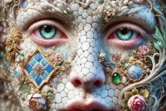 DALL·E-2025-09-20-16.02.46-An-ultra-hyperrealistic-vertical-extreme-close-up-portrait-of-a-fantastical-being-in-ornate-Mary-Ooms–inspired-style.-The-face-appears-partly-human-ye