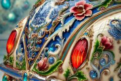 DALL·E-2025-09-20-16.06.34-An-ultra-hyperrealistic-vertical-close-up-of-the-rear-part-of-a-fantastical-automobile-designed-in-ornate-Mary-Ooms–inspired-style.-The-glossy-porcel