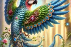 DALL·E-2025-09-20-16.07.14-An-ultra-hyperrealistic-vertical-full-body-portrait-of-a-fantastical-parrot-shown-perched-gracefully-in-a-magical-forest.-Its-entire-body-is-richly-d