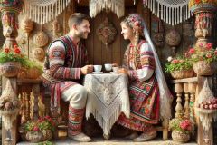 DALL·E-2025-06-30-20.30.17-Extreme-close-up-photorealistic-surreal-image-inspired-by-Milic-of-Macva.-Two-people-dressed-in-richly-embroidered-traditional-Balkan-folk-clothing-s