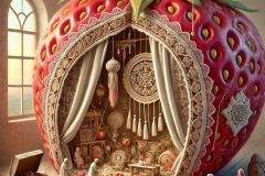 DALL·E-2025-06-30-20.31.42-Photorealistic-surreal-scene-inspired-by-Milic-of-Macva.-The-giant-embroidered-strawberry-is-gently-split-open-revealing-a-richly-detailed-inner-cham