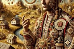 DALL·E-2025-06-30-20.32.13-Extreme-close-up-photorealistic-surreal-scene-inspired-by-the-visual-language-of-Milic-of-Macva.-A-richly-embroidered-Balkan-warrior-stands-in-a-drea