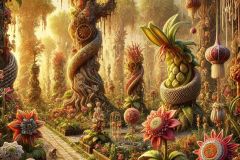 DALL·E-2025-06-30-20.32.16-Photorealistic-surreal-botanical-garden-inspired-by-Milic-of-Macva.-The-garden-is-filled-with-an-incredible-variety-of-plants-—-oversized-flowers-with