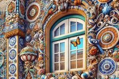 DALL·E-2025-06-30-20.33.40-Extreme-close-up-photorealistic-surreal-reinterpretation-of-the-Aveiro-Railway-Station-in-the-style-of-Milic-of-Macva.-The-focus-is-on-a-richly-decor