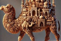 DALL·E-2025-07-01-20.09.05-A-photorealistic-image-of-a-camel-in-bright-daylight-with-its-entire-body-appearing-as-if-carved-from-wood-in-intricate-bas-relief-style-resembling-