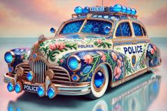DALL·E-2025-09-20-16.12.14-An-ultra-hyperrealistic-horizontal-wide-3_4-perspective-view-of-a-fantastical-police-car-shown-as-if-in-a-surreal-pastel-toned-showroom.-The-car-is-s