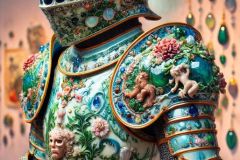 DALL·E-2025-09-20-16.13.03-An-ultra-hyperrealistic-vertical-close-up-of-a-fantastical-jewel-like-knights-armor-displayed-on-a-stand-as-if-in-a-luxurious-showroom.-The-armor-is