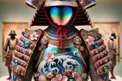 DALL·E-2025-09-20-16.13.09-An-ultra-hyperrealistic-vertical-close-up-of-a-fantastical-jewel-like-Japanese-samurai-armor-displayed-on-a-stand-as-if-in-a-luxurious-showroom.-The-