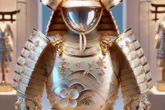 DALL·E-2025-09-20-16.13.26-An-ultra-hyperrealistic-vertical-close-up-of-a-fantastical-jewel-like-Japanese-samurai-armor-displayed-on-a-stand-designed-in-a-minimalist-yet-luxuri