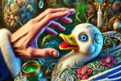 DALL·E-2025-09-20-16.13.49-An-ultra-hyperrealistic-extreme-close-up-surreal-scene-inspired-by-Mary-Ooms-showing-the-hand-of-a-strange-man-reaching-toward-a-bizarre-market-stall