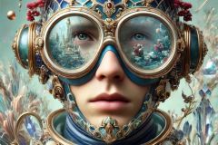 DALL·E-2025-09-20-16.15.10-An-ultra-hyperrealistic-vertical-close-up-surreal-portrait-inspired-by-Mary-Ooms-showing-a-young-adventurer-wearing-a-modern-jewel-like-diving-mask.-