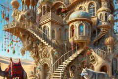 DALL·E-2025-07-01-20.12.13-A-photorealistic-and-surreal-daytime-scene-inspired-by-Milic-od-Macve-showing-a-bizarre-highly-detailed-house-in-the-desert.-The-house-is-twisted-an