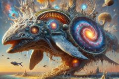 DALL·E-2025-07-01-20.13.17-An-extreme-close-up-photorealistic-and-surreal-image-in-daylight.-A-giant-floating-marine-creature-resembling-a-fusion-of-an-anteater-whale-and-co