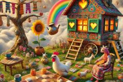DALL·E-2025-07-01-20.13.55-An-extreme-close-up-photorealistic-and-surreal-image-of-a-joyful-and-strange-scene-in-a-colorful-floating-village-inspired-by-Yugoslav-naive-art.-No