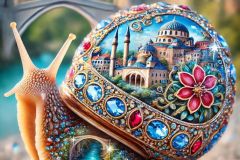 DALL·E-2025-09-20-16.17.20-An-ultra-hyperrealistic-vertical-close-up-surreal-scene-in-the-style-of-Mary-Ooms-showing-a-snail-with-a-fantastical-jewel-like-shell.-The-snails-mo