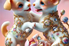 DALL·E-2025-09-20-16.17.52-An-ultra-hyperrealistic-vertical-close-up-surreal-scene-in-the-style-of-Mary-Ooms-showing-two-smaller-porcelain-dogs-playfully-interacting.-Their-glo