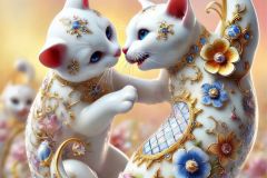 DALL·E-2025-09-20-16.17.58-An-ultra-hyperrealistic-vertical-close-up-surreal-scene-in-the-style-of-Mary-Ooms-showing-two-smaller-porcelain-cats-playfully-interacting.-Their-glo