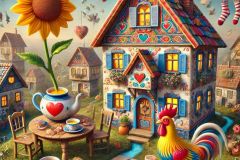 DALL·E-2025-07-01-20.14.29-An-extreme-close-up-photorealistic-and-surreal-image-of-a-joyful-and-strange-scene-in-a-colorful-floating-village-inspired-by-Yugoslav-naive-art.-A-