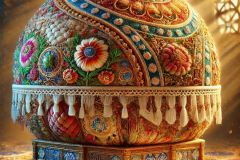 DALL·E-2025-07-01-20.19.50-Extreme-close-up-photorealistic-surreal-image-of-a-richly-decorated-folkloric-sofa-transformed-into-a-magical-spherical-shape-like-a-beautiful-embro