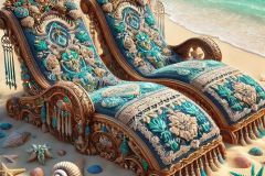 DALL·E-2025-07-01-20.20.31-Extreme-close-up-photorealistic-surreal-image-of-two-folkloric-beach-loungers-on-a-sunny-beach-inspired-by-Milic-of-Macva.-The-loungers-are-richly-d