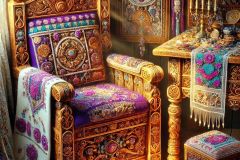 DALL·E-2025-07-01-20.21.26-Extreme-close-up-photorealistic-surreal-interior-scene-inspired-by-Milic-of-Macva.-A-richly-carved-folkloric-armchair-and-part-of-a-wooden-table-are-