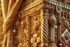DALL·E-2025-07-01-20.21.35-Extreme-close-up-photorealistic-surreal-interior-inspired-by-Milic-of-Macva.-A-detailed-view-of-a-carved-wooden-cabinet-corner-covered-in-glowing-Bal