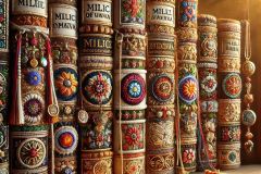 DALL·E-2025-07-01-20.21.58-Extreme-close-up-photorealistic-surreal-image-of-books-on-a-shelf-inspired-by-Milic-of-Macva.-The-books-are-standing-upright-in-front-of-the-viewer