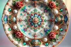 DALL·E-2025-09-28-17.37.07-An-ultra-hyperrealistic-vertical-close-up-surreal-scene-in-the-style-of-Mary-Ooms-showing-a-single-ornate-porcelain-plate.-The-plate-is-crafted-from-