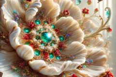 DALL·E-2025-09-28-17.40.58-An-ultra-hyperrealistic-vertical-close-up-of-a-single-gigantic-porcelain-flower-in-ornate-Mary-Ooms-style.-The-glossy-white-petals-are-richly-decorate