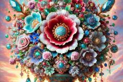 DALL·E-2025-09-28-17.41.22-An-ultra-hyperrealistic-vertical-surreal-scene-of-an-extravagant-porcelain-bouquet-in-Mary-Ooms-style.-The-central-flower-is-enormous-even-larger-and