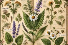 DALL·E-2025-07-02-20.21.27-A-beautifully-decorated-herbarium-page-featuring-medicinal-plants-in-photorealistic-style.-The-page-shows-one-detailed-plant-illustration-per-page-s