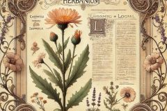DALL·E-2025-07-02-20.21.42-A-single-beautifully-designed-herbarium-page-featuring-one-medicinal-plant-in-a-romantic-Art-Nouveau-style.-The-plant-such-as-calendula-or-lavender