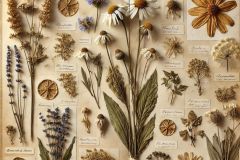 DALL·E-2025-07-02-20.22.35-A-photorealistic-herbarium-page-featuring-actual-dried-medicinal-herbs-such-as-chamomile-or-lavender-carefully-arranged-on-luxurious-handmade-paper.-