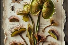 DALL·E-2025-07-02-20.23.00-A-close-up-photorealistic-herbarium-page-featuring-a-dried-carnivorous-plant-such-as-Dionaea-muscipula-Venus-flytrap.-The-plant-is-carefully-press