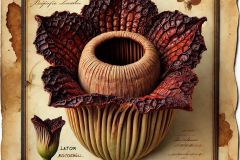 DALL·E-2025-07-02-20.23.56-A-photorealistic-close-up-herbarium-page-featuring-the-rare-and-exotic-plant-Rafflesia-arnoldii-known-as-the-corpse-flower.-The-dried-specimen-is-ca