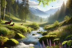 DALL·E-2025-07-02-20.24.53-A-photorealistic-deeply-peaceful-and-soul-healing-daytime-nature-scene.-The-image-shows-a-lush-green-valley-with-a-crystal-clear-stream-winding-throu