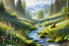 DALL·E-2025-07-02-20.24.57-A-photorealistic-deeply-peaceful-and-soul-healing-daytime-nature-scene.-The-image-shows-a-lush-green-valley-with-a-crystal-clear-stream-winding-throu