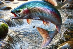 DALL·E-2025-07-02-20.25.01-An-ultra-detailed-photorealistic-close-up-of-a-beautiful-fish-leaping-out-of-a-clear-mountain-stream-during-the-day.-The-fish-is-captured-mid-air-ar
