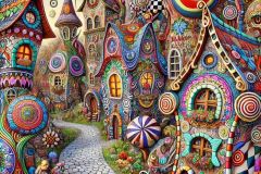 DALL·E-2025-07-16-21.11.00-A-surreal-and-joyful-close-up-view-of-a-whimsical-village-inspired-by-Milic-of-Macvas-fantastical-style-infused-with-colorful-Zentangle-patterns.-Th