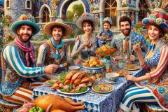 DALL·E-2025-07-18-22.39.01-A-photorealistic-whimsical-close-up-of-cheerful-people-sitting-at-an-outdoor-cafe-table-in-a-fairy-tale-setting.-They-are-dressed-in-colorful-artist