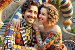 DALL·E-2025-07-18-22.39.25-A-photorealistic-close-up-of-a-joyful-loving-couple-sitting-at-an-outdoor-cafe-table-in-a-whimsical-Hundertwasser-inspired-setting.-The-couple-is-sm