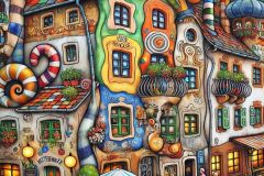 DALL·E-2025-07-19-22.04.07-A-close-up-view-of-a-colorful-town-scene-blending-the-expressive-style-of-Friedensreich-Hundertwasser-with-the-naive-art-style-of-Yugoslavian-painter