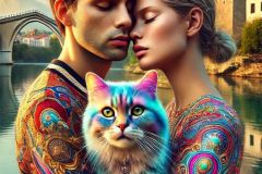 DALL·E-2025-08-28-20.34.54-Ultra-photorealistic-hyper-detailed-vertical-close-up-portrait-of-a-modern-young-man-and-woman-embracing-lovingly-by-the-Neretva-river-in-Mostar-on-a