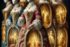 DALL·E-2025-10-11-00.33.16-An-ultra-hyperrealistic-vertical-surreal-baroque-style-scene.-Several-figures-stand-together-richly-dressed-in-ornate-baroque-clothing-with-lace-pea
